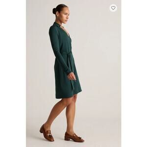 Quince 100% Silk Jersey Mini Wrap Dress Evergreen Size XS
